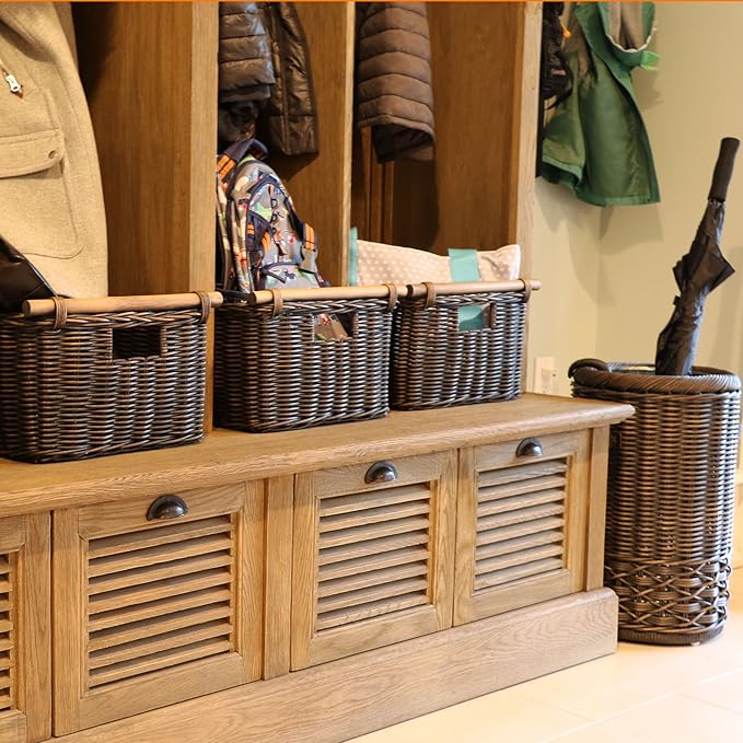 The Basket Lady Deep Pole Handle Wicker Storage Basket, Extra Large, 17.5 in L - Image 3