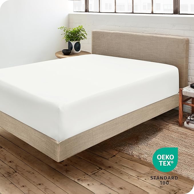 Bare Home Fitted Bottom Sheet California King Size - Premium 1800 Microfiber - Ultra-Soft Hotel Luxury - Deep Pocket - Durable and Long Lasting (Cal King, Cream)