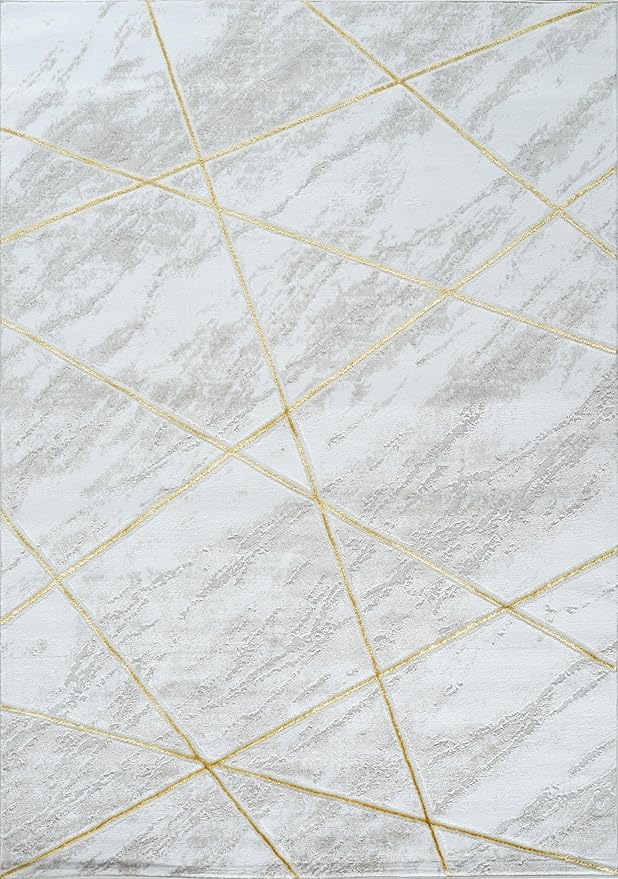 GLORY RUGS Area Rugs Marble 5x7 Cream Gold Carpet Modern Abstract Rug Living Room Dining Bedroom Rug