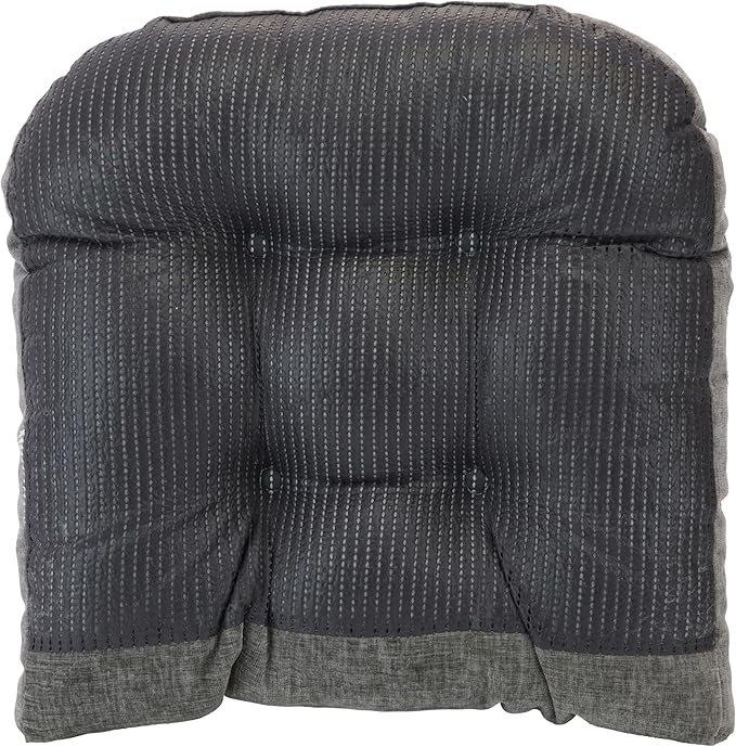 Klear Vu Gripper Overstuffed Universal Non-Slip Dining Chair Cushions for Kitchen Decor or Office Use, U-Shaped Skid-Proof Seat Pad, 17x17 Inches, 2 Count (Pack of 1), Plush Gray