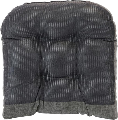 Klear Vu Gripper Overstuffed Universal Non-Slip Dining Chair Cushions for Kitchen Decor or Office Use, U-Shaped Skid-Proof Seat Pad, 17x17 Inches, 2 Count (Pack of 1), Plush Gray
