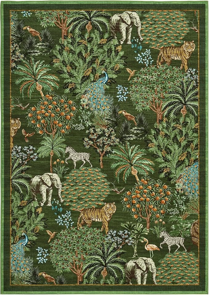GarveeHome Jungle Animal Print Rug 4x6 Washable Area Rugs - Image 4
