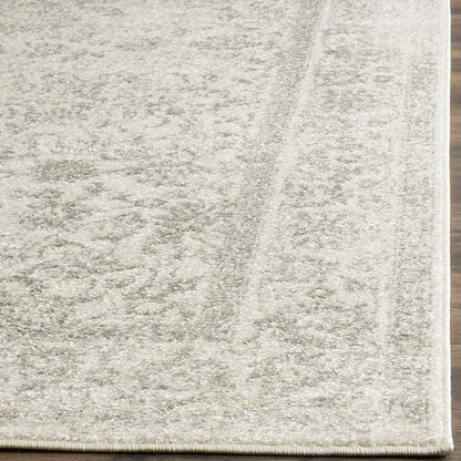 SAFAVIEH Adirondack Collection Area Rug - 3' Square, Ivory & Silver, Distressed Vintage Floral Design, Non-Shedding & Easy to Clean, Ideal for Living Room, Bedroom, Dining Space (ADR109C)