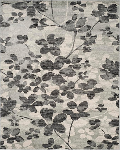 SAFAVIEH Evoke Collection 10' x 14' Grey/Black EVK236R Floral Non-Shedding Living Room Bedroom Dining Home Office Area Rug