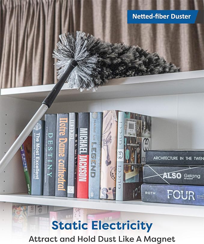 Feather Duster Kit with 5.6ft Extension Pole, 4 Dusting Brush - Image 4