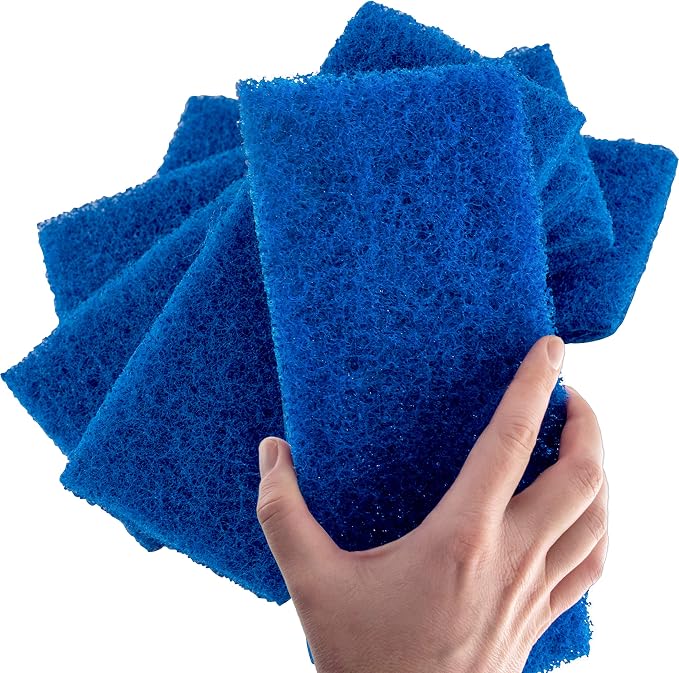 Medium Duty XL Blue Scouring Pad 5 Pack. 10 x 4.5in Large Multipurpose Nylon by Pro-Grade+Cleaning+Supplies