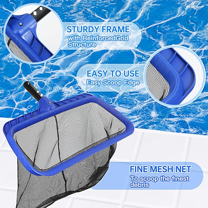 Pool Brush Head & Fine Mesh Pool Skimmer Kit，17" Pool Brushes - Image 6