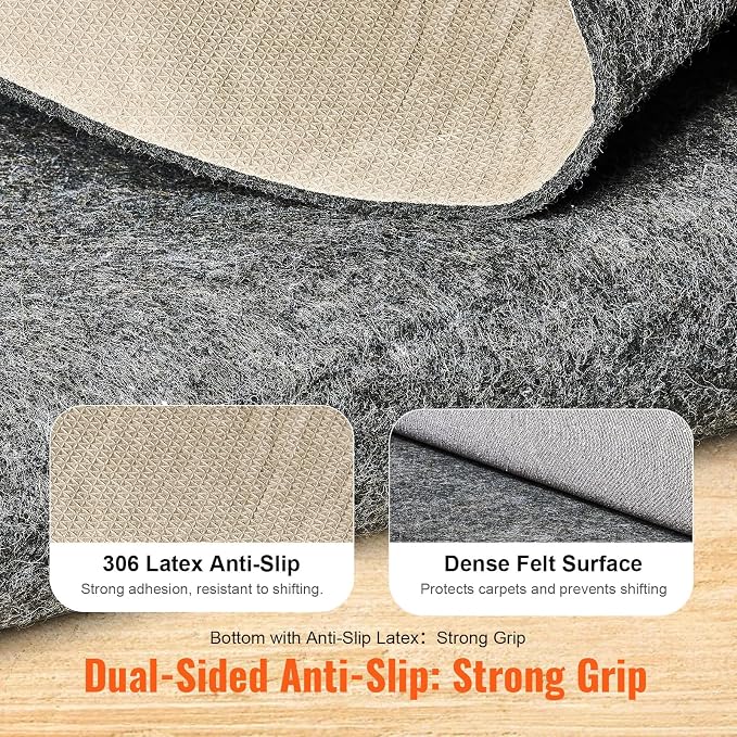 VEVOR Slip-Resistant Rug Pad, Protective Cushioning Carpet Pad, 1-2㎡ Area - Image 3