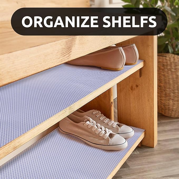 RAY STAR 12X120 Inch Shelf Liner for Kitchen Cabinets, Non-Adhesive Cabinet Liner Washable, PVC Drawer Liner for Dresser Non-Slip Bathroom (Blue Circle)(2 Roll)