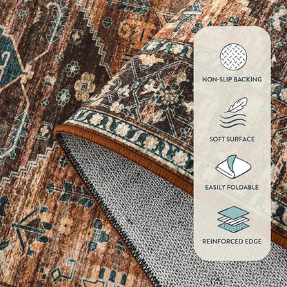 Lahome Door Rugs for Entryway Indoor - 2x3 Washable Stain Resistant Kitchen Rug Rubber Backing Ultra-Thin Small Door Mats Indoor Entrance, Vintage Print Throw Rug for Bathroom Bedroom