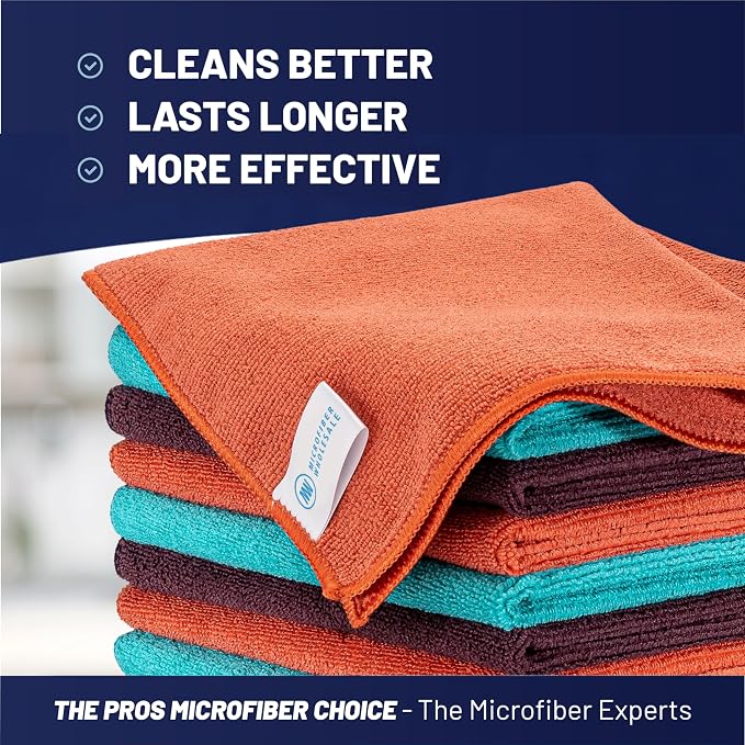 MW Pro Microfiber Cleaning Cloth | Coral, Plum | 12 Pack | 16” x 16” | All - Image 2
