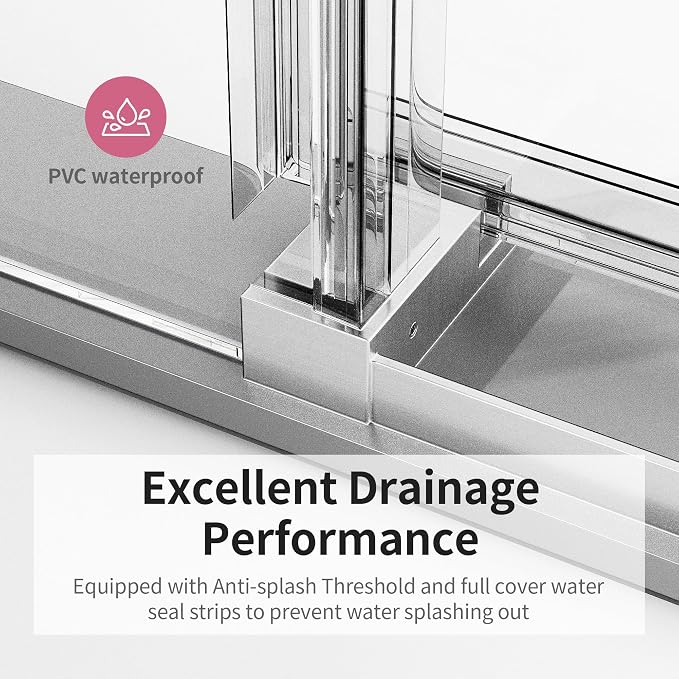 56-60" W x 76" H Frameless Soft-Close Sliding Shower Door, 3/8" SGCC Tempered - Image 4