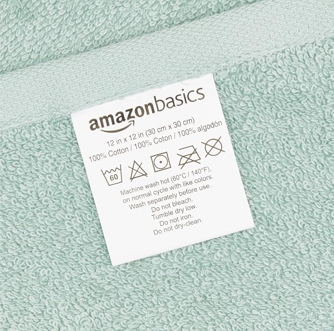 Amazon Basics Washcloth for Bathroom, 100% Cotton Extra Absorbent, Fast Drying - Image 6