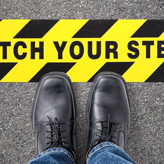 Boao 2 Pieces Watch Your Step Stickers Sign 6 x 24 Inch Caution Watch Your Step - Image 3