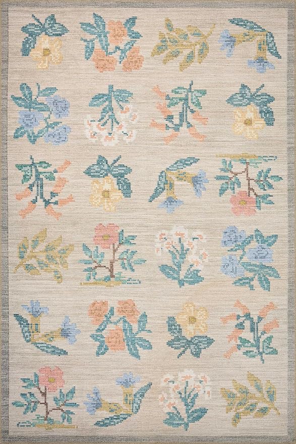 Loloi Rifle Paper Co. Rosa Collection RSA-03 Cream 2'-6" x 12'-0" Runner Rug