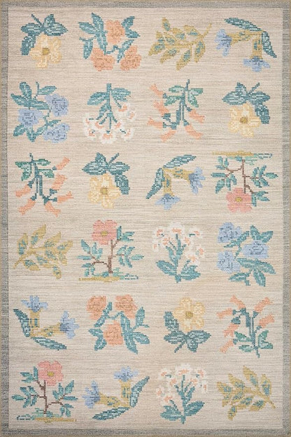 Loloi Rifle Paper Co. Rosa Collection RSA-03 Cream 2'-6" x 12'-0" Runner Rug