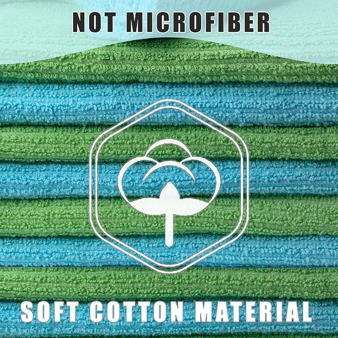 Textila Bar Mop Towels 12x12 Inch – Green & Turqoise – Pack of 10 - Image 5