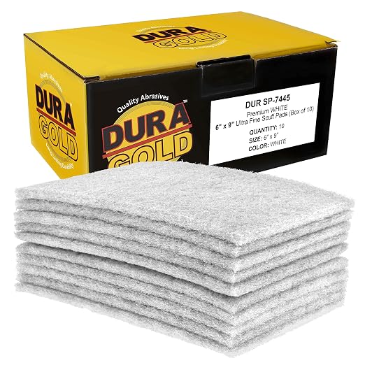 Dura-Gold Premium 6" x 9" White Light Duty Scuff Pads, Box of 10 by Dura-Gold