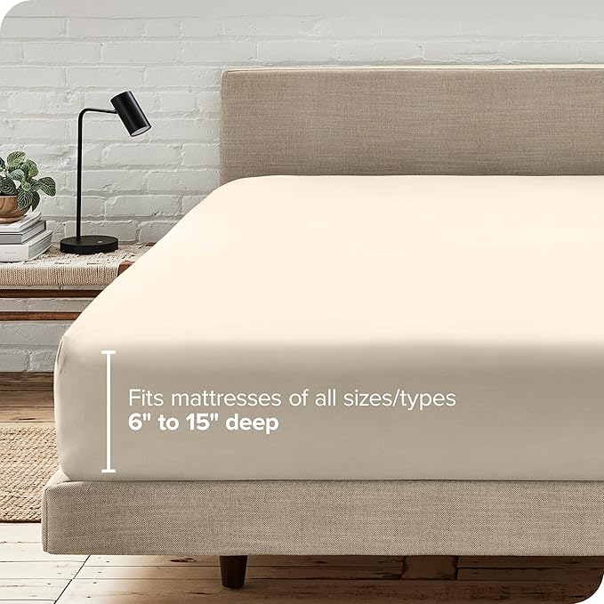 Fitted Bottom Sheet Full Size - Premium 1800 Microfiber - Ultra-Soft Hotel Luxury - Deep Pocket - Durable and Long Lasting - Fitted Sheet (Full, Sand)