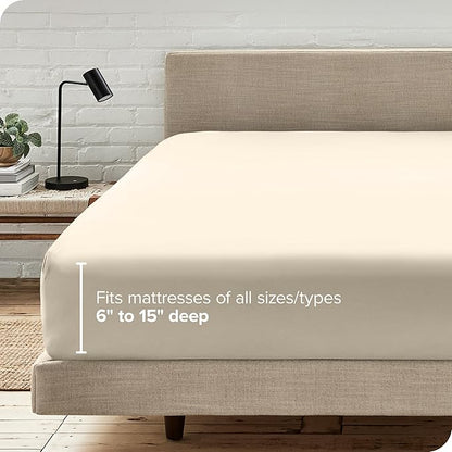 Fitted Bottom Sheet Full Size - Premium 1800 Microfiber - Ultra-Soft Hotel Luxury - Deep Pocket - Durable and Long Lasting - Fitted Sheet (Full, Sand)