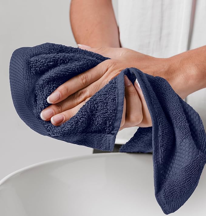 White Classic Luxury Cotton Washcloths 13x13 Inch - Image 9
