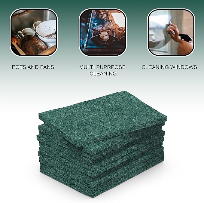 100 Pack Heavy Duty Scouring Pads 3x4 Inch – Green Scrubbing Pads, Non Scratch - Image 6