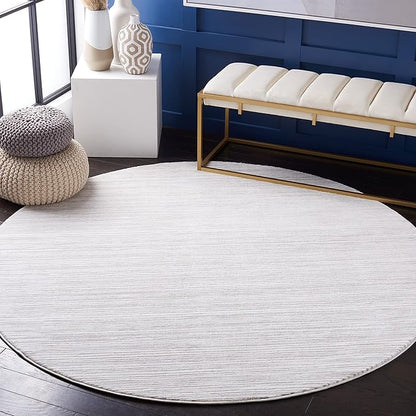 SAFAVIEH Vision Collection Area Rug - 6'7" Round, Ivory & Grey, Modern Ombre Design, Non-Shedding & Easy to Clean, Ideal for Living Room, Bedroom, Dining Space (VSN606K)