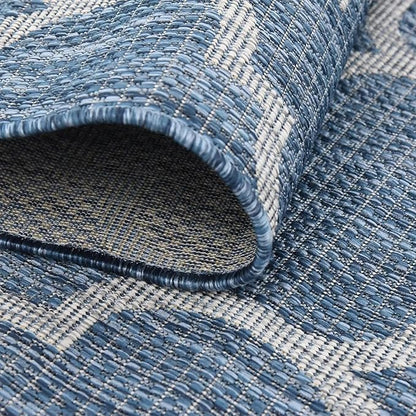 Unique Loom Outdoor Trellis Collection Area Rug (10' x 14' 1" Rectangle, Navy Blue/ Ivory)