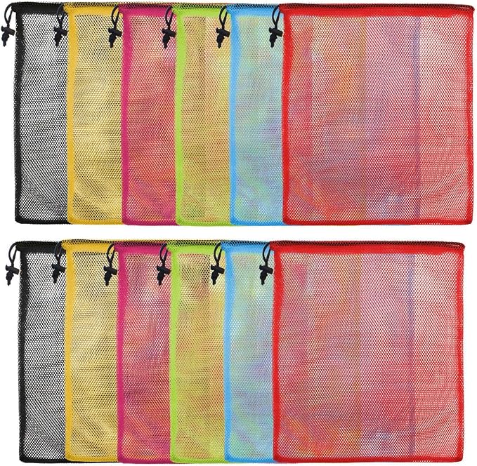 iMucci 12Pcs Mesh Bag 13"X15.5" Drawstring Gym Bag Nylon Mesh Drawstring Bag by DancingaColorfulLifeinSpiritualWorld