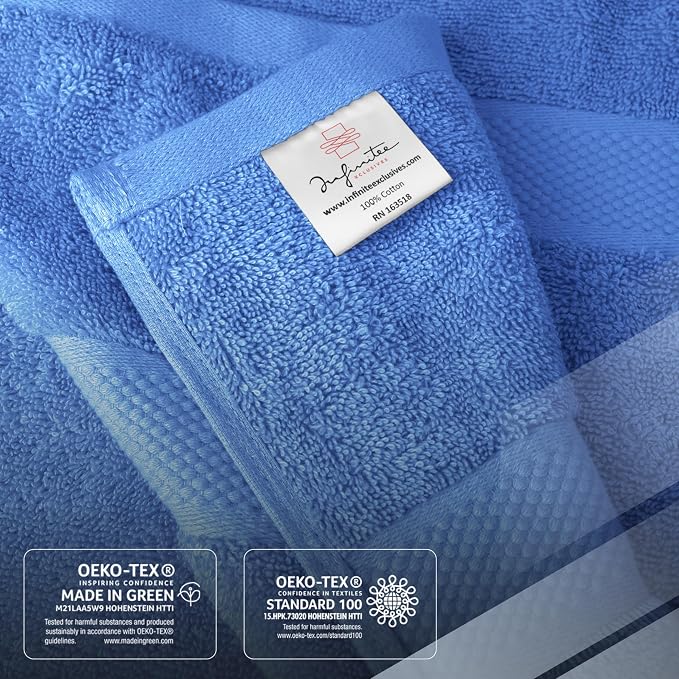 Infinitee Xclusives Luxury 100% Ring-Spun Cotton Bath Towels Set of 4 – Soft - Image 5