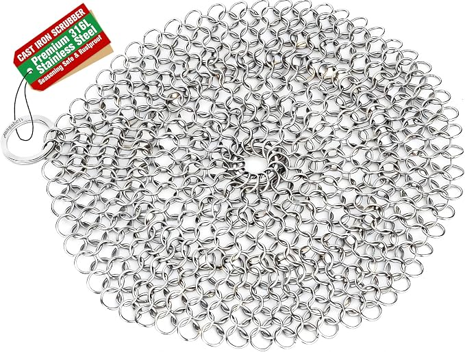 AMAGABELI GARDEN & HOME 8”x8” 316L Cast Iron Cleaner Stainless Steel Chainmail by AMAGABELI+GARDEN+%26+HOME