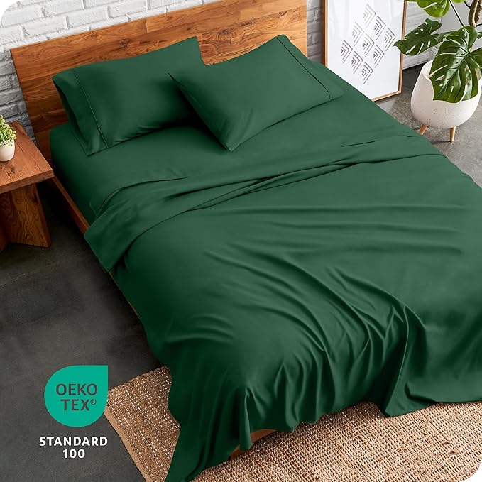 Bare Home King Sheet Set - Luxury 1800 Ultra-Soft Microfiber King Bed Sheets - Double Brushed - Deep Pockets - Easy Fit - 4 Piece Set - Bedding Sheets & Pillowcases (King, Forest Green)