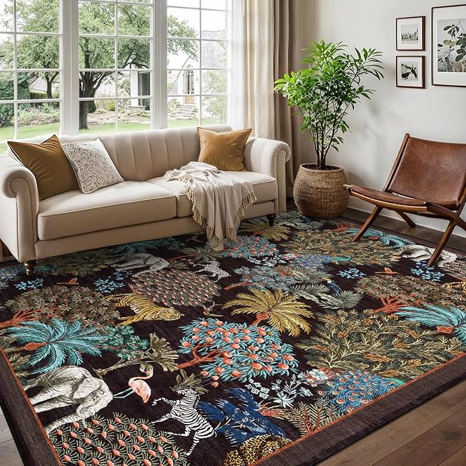 GarveeHome Jungle Animal Print Rug 6x9 Washable Area Rugs - Image 2