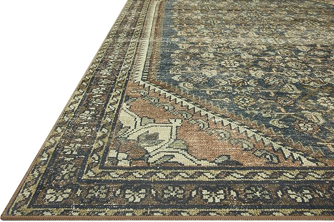 Loloi Magnolia Home by Joanna Gaines Banks Collection BAN-02 Denim/Clay 2'-3" x 3'-9" .13" Pile Height, Machine Washable, Accent Rug