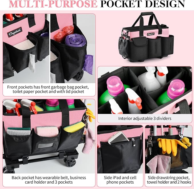 Rolling Cleaning Caddy, Cleaning Supplies Organizer - Image 5