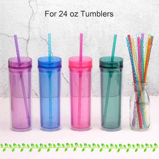 Dakoufish 11 Inch Reusable Plastic Swirl Drinking Straws - Image 4