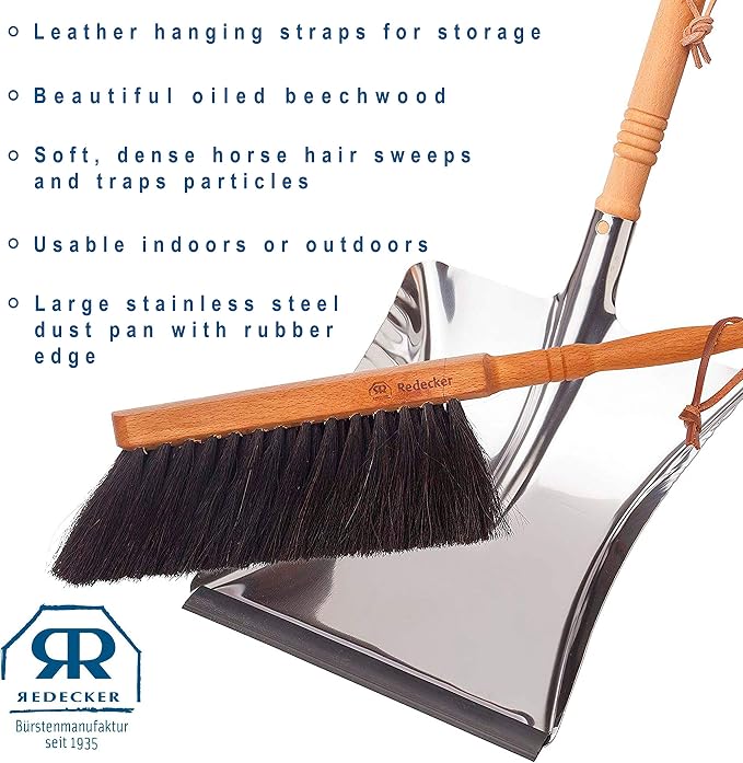 REDECKER Horsehair Fiber Hand Brush and Dust Pan Set - Image 6