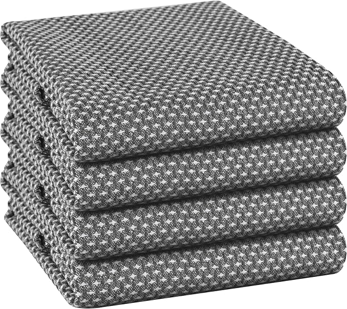TWINY Threads Dotted Weave Kitchen Towels Set of 4, 18x28 Inch, Soft & by TWINYThreads