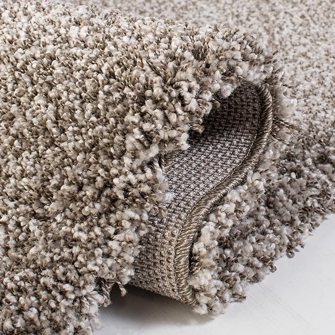 SAFAVIEH Milan Shag Collection Area Rug - 7' Square, Grey, Solid Design, Non-Shedding & Easy Care, 2-inch Thick Ideal for High Traffic Areas in Living Room, Bedroom (SG180-8080)