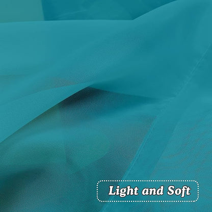 OVZME Turquoise Sheer Curtains 36 inches Long, Short Kitchen Window Treatment Solid Sheers Cafe Curtains Bathroom Voile Half Window Curtains 2 Panels, Rod Pocket, 42" Wx36 L
