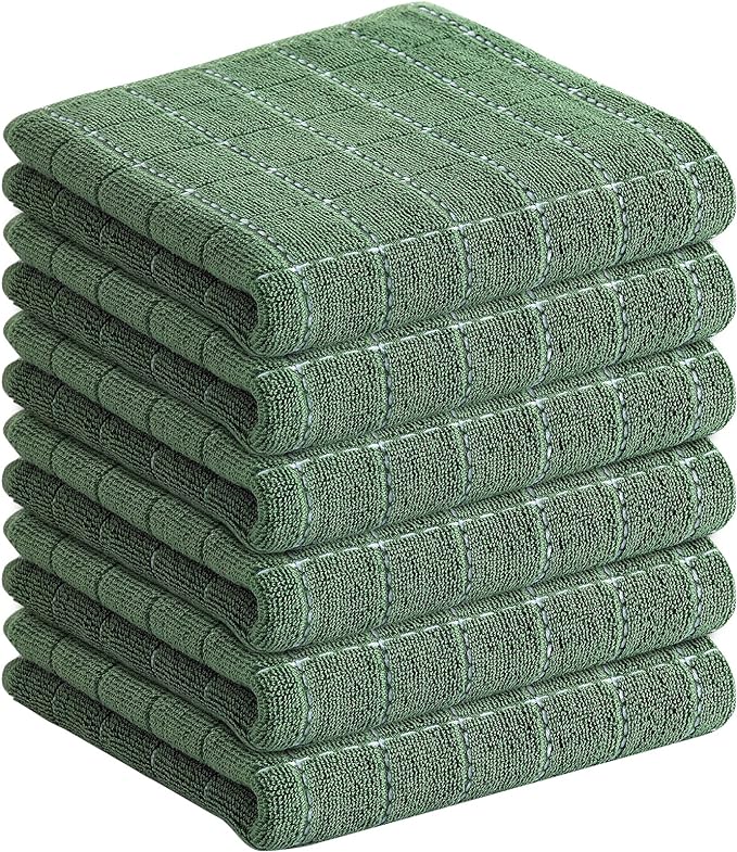 Homaxy 100% Cotton Terry Kitchen Towels, Checkered Designed, Soft and Super by Homaxy