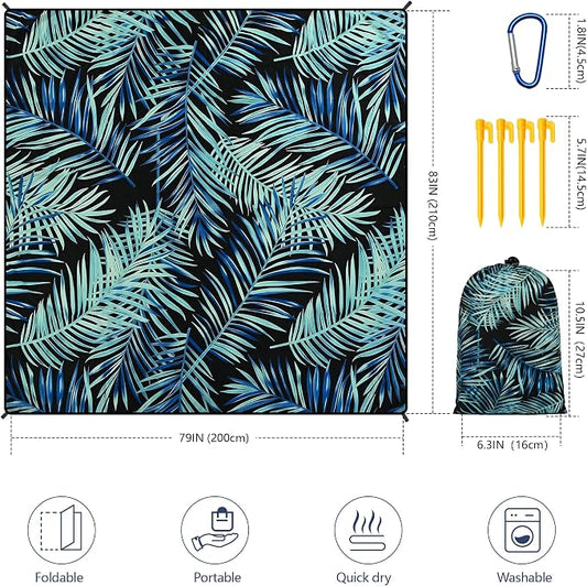 WIWIGO Beach Blanket Waterproof Sandproof Beach Mat 79" X 83"/10'x9'for 2-8 - Image 2