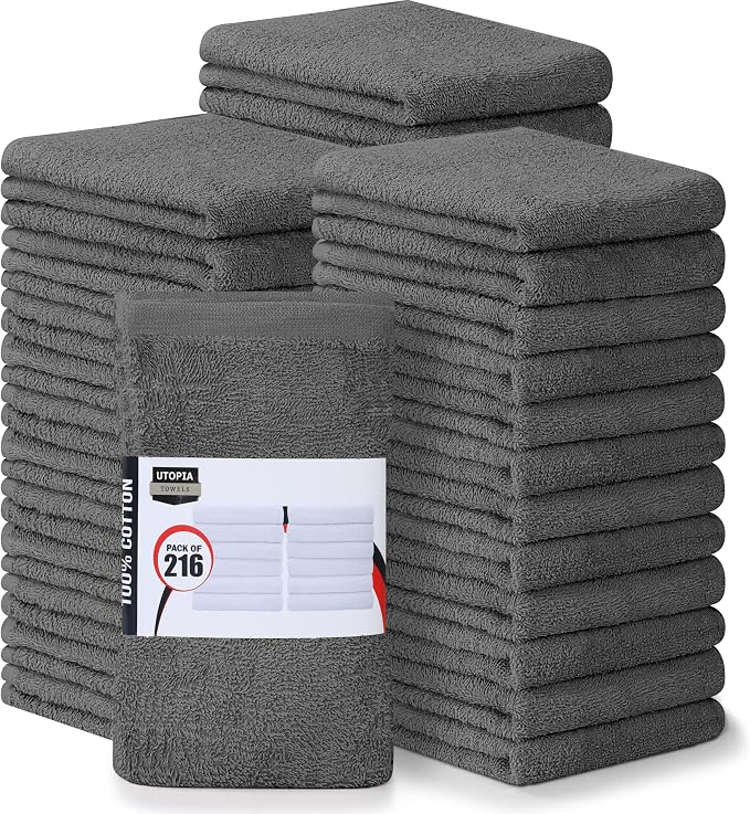 Utopia Towels Kitchen Bar Mops Towels, 100% Cotton Super Absorbent Grey by UTOPIATOWELS