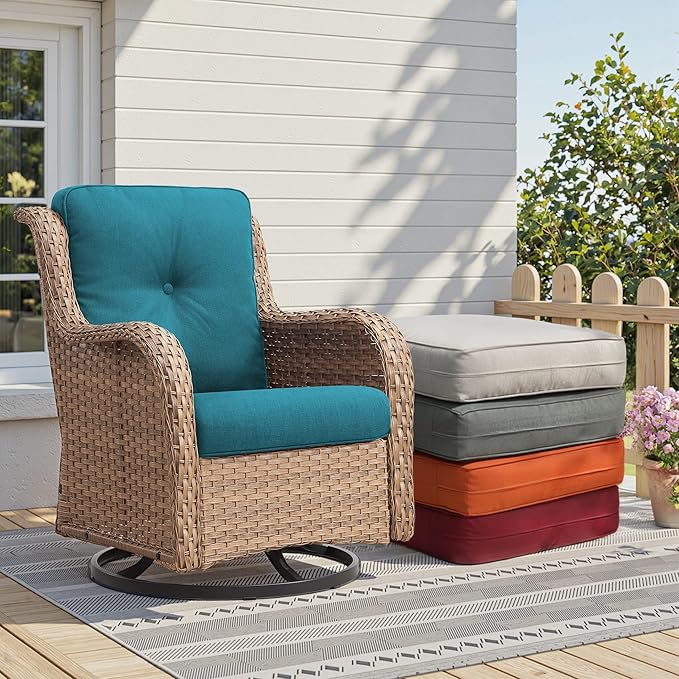 Outdoor Chair Cushions - 22" x 25" x 4" Patio Furniture Cushions with Water Resistant & Removable Cover, 28D High Density Sponge Patio Cushion for Outdoor Furniture Couch Rocker Chair, Peacock Green