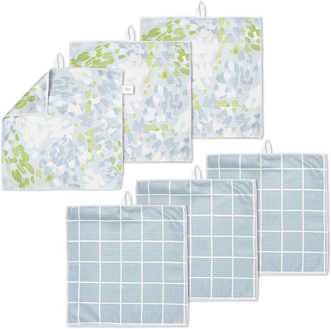 ELYN Microfiber Kitchen Dish Cloth Set, Quick-Dry & Absorbent Waffle Weave by ELYN