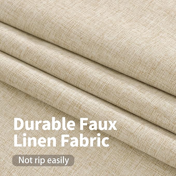 YoungsTex Natural Linen 100% Blackout Curtains 54 Inches Long, Thermal - Image 5