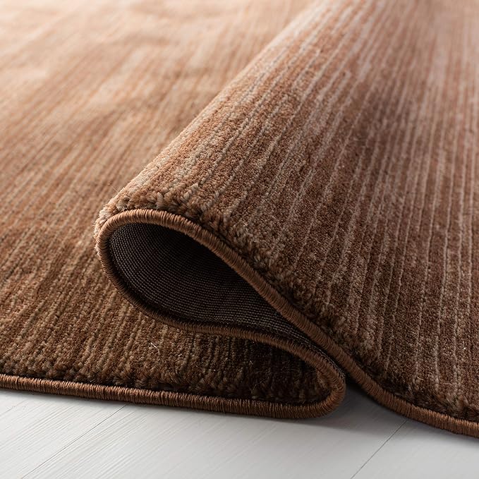 SAFAVIEH Vision Collection Area Rug - 8' Round, Brown, Modern Ombre Design, Non-Shedding & Easy to Clean, Ideal for Living Room, Bedroom, Dining Space (VSN606E)