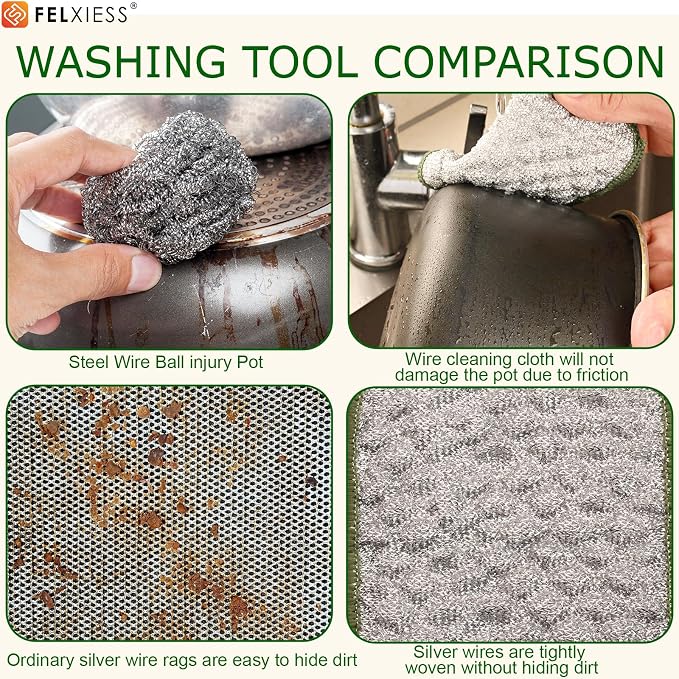 2026 New Double Side Non Scratch Wire Dishcloths, Reusable Metal Dish Cloth - Image 4