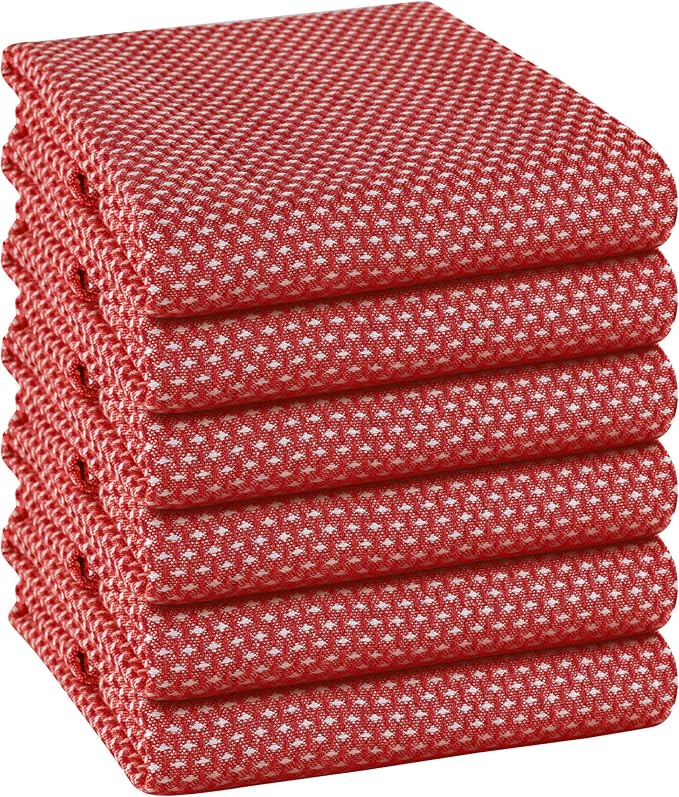 TWINY threads 6-Pack Cotton Kitchen Towels, 18x28 Inches, Soft & Absorbent Dish by TWINYThreads
