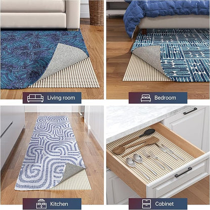 Non-Slip Rug Pad Gripper 2x10 Feet, Anti Skid Mat for Kitchen Hallway Runner Rug, Keep Rugs in Position and Safe, Thick Cushioned Carpet Pad for Hardwood Floors Protection